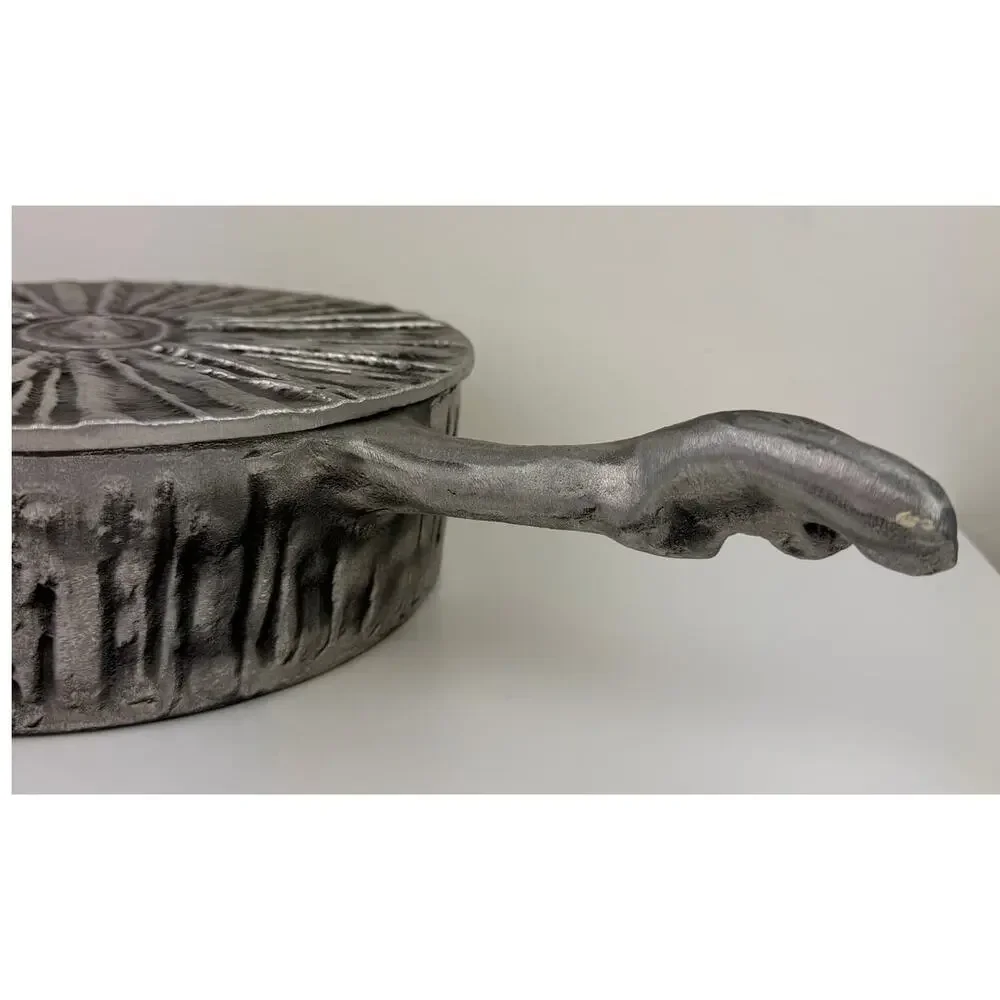 VINTAGE Mid Century Modern Donald Drumm Covered Aluminum Brutalist Skillet NEW